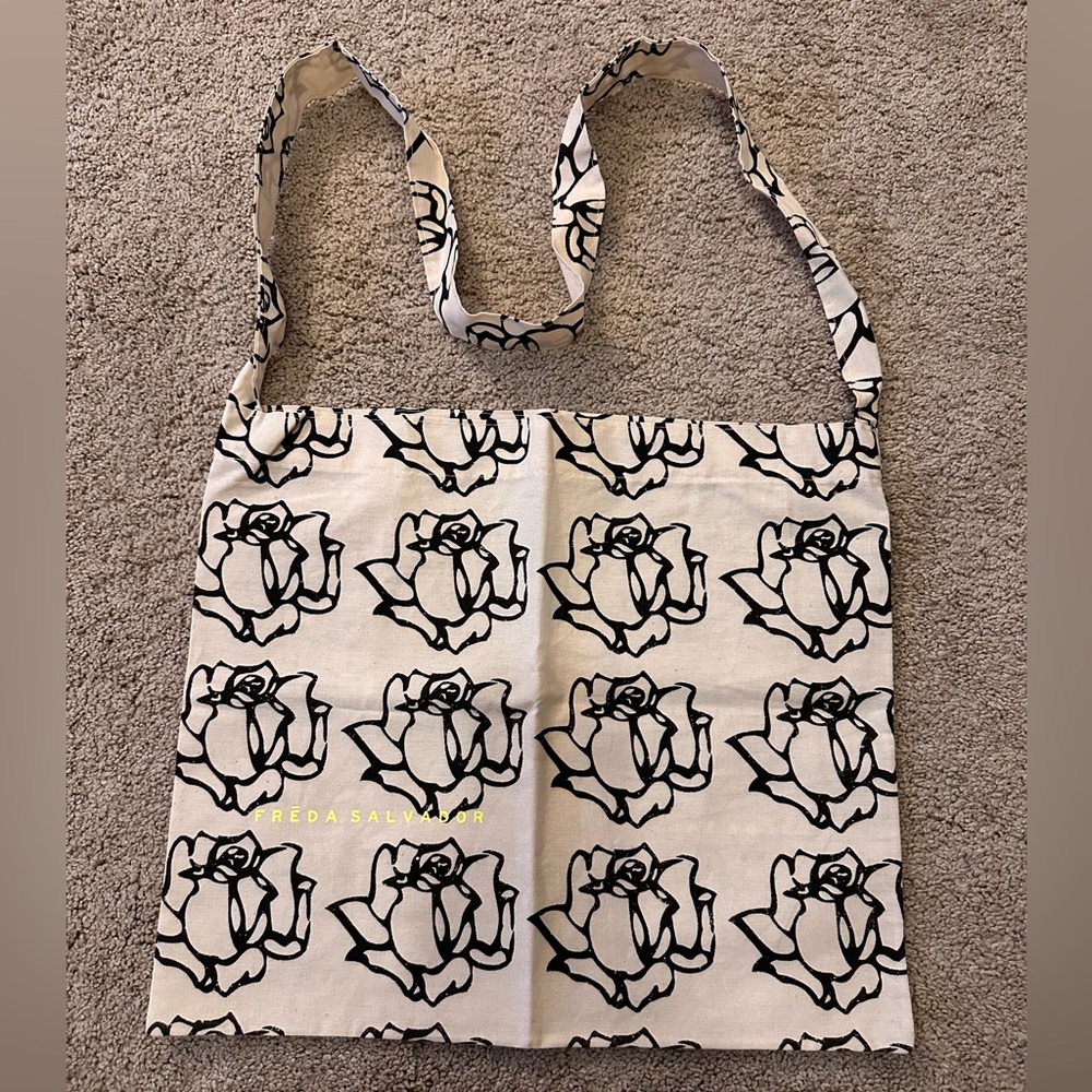 Freda Salvador Black and White Floral Tote Bag